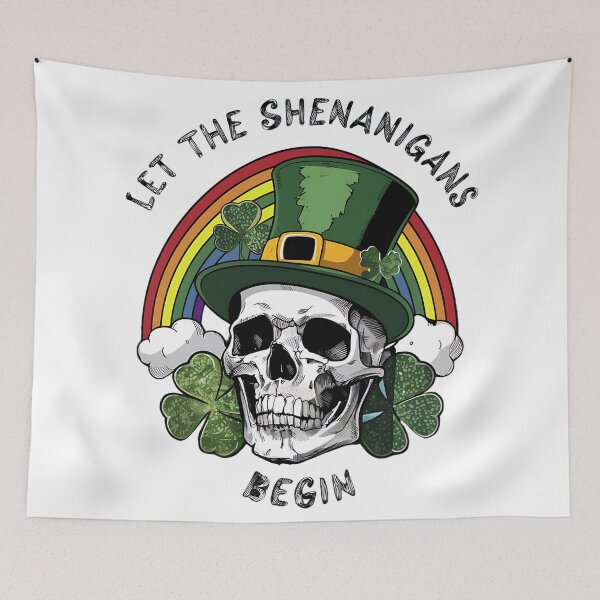 Item preview, Let The Shenanigans Begin St Patricks Day Skull Shenanigans green clover Lucky Charms designed and sold by najega911.