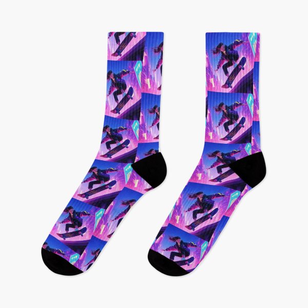 Item preview, Skateboarding Silhouette Against Neon Skies: The City at Her Feet designed and sold by KACTUSNZ.