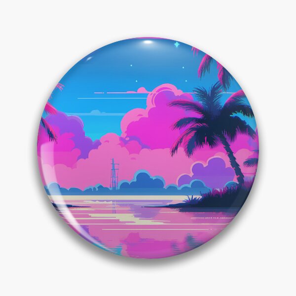 Item preview, Vaporwave Neon Beach- Pixel art designed and sold by octoboobs.