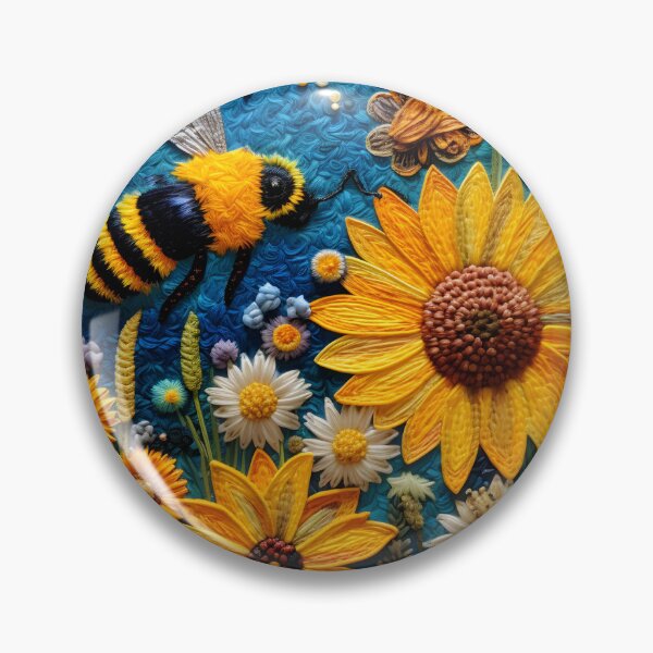 Item preview, Embroidered Sunflowers and bee designed and sold by EmeraldeaDesign.