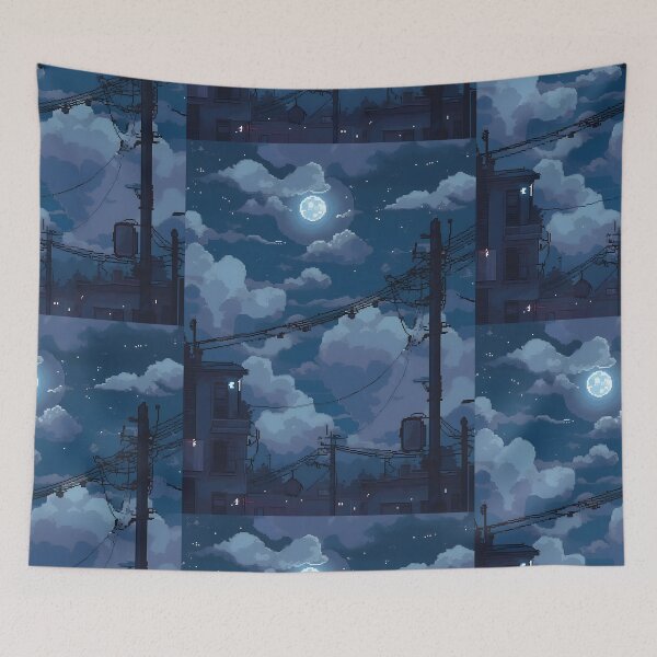 Item preview, Anime cloudy night sky-Pixel art designed and sold by octoboobs.