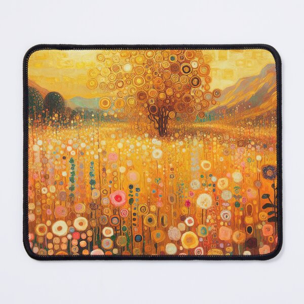 Vista previa del artículo con la obra «Klimt Jardín De Flores Oro», diseñado y vendido por maniacfitness.