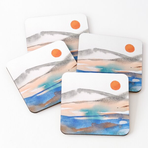 Item preview, Abstract watercolor sunset landscape designed and sold by cappuccettonero.