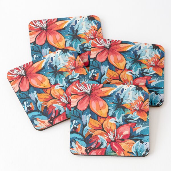 Item preview, Vibrant hibiscuses, blue and red designed and sold by EmeraldeaDesign.