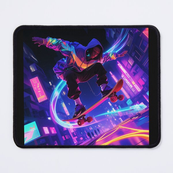 Item preview, Skateboarding Specter in the Neon Flux: A Cosmic Street Ride designed and sold by KACTUSNZ.