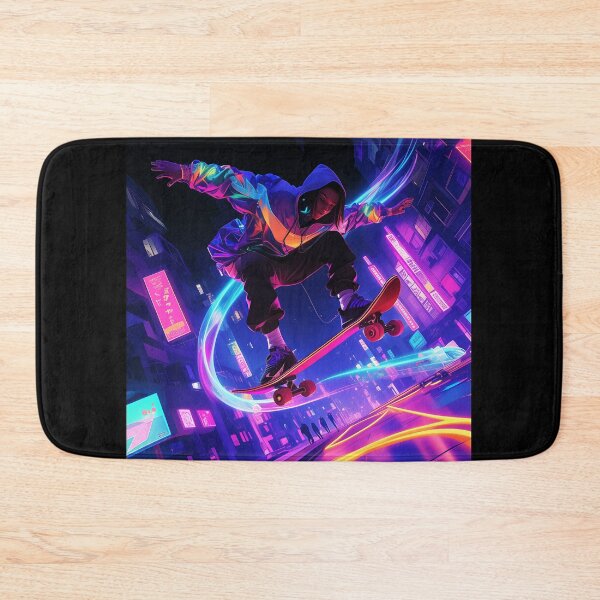 Item preview, Skateboarding Specter in the Neon Flux: A Cosmic Street Ride designed and sold by KACTUSNZ.