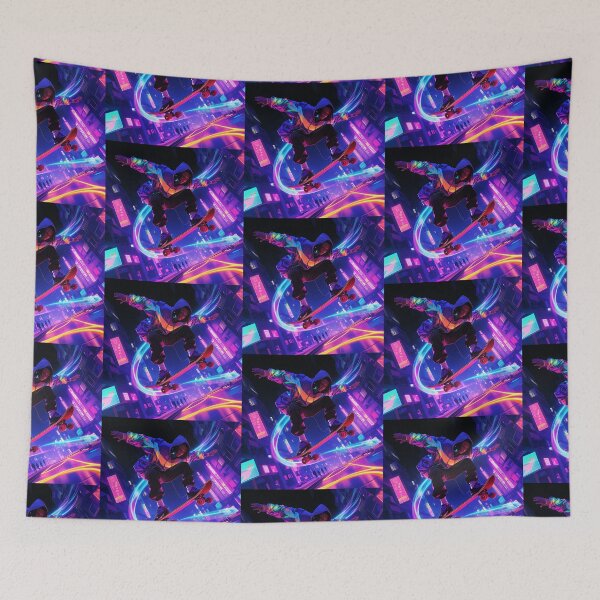 Item preview, Skateboarding Specter in the Neon Flux: A Cosmic Street Ride designed and sold by KACTUSNZ.