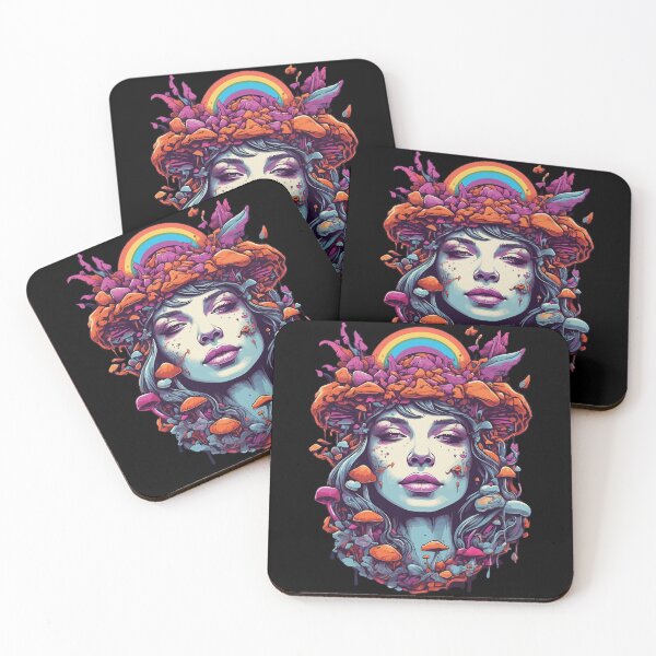 Item preview, Vibrant Colors Psychedelic Forest Mushrooms Art designed and sold by LuminOrb.