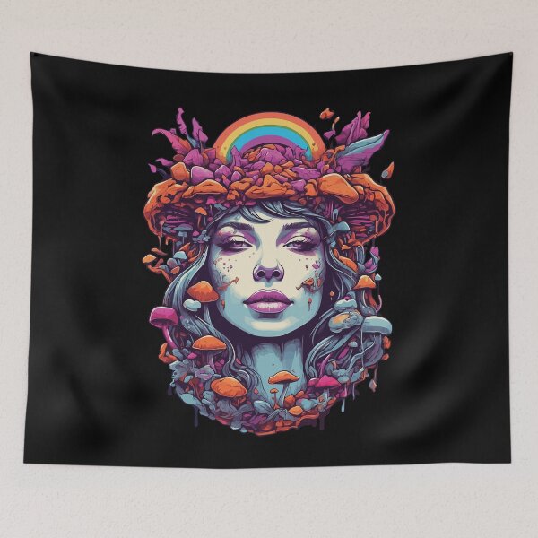 Item preview, Vibrant Colors Psychedelic Forest Mushrooms Art designed and sold by LuminOrb.