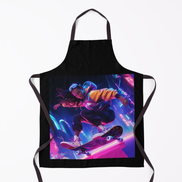 Item preview, Neon Twilight Ride: Skater Girl Shredding the Cyber Cityscape designed and sold by KACTUSNZ.