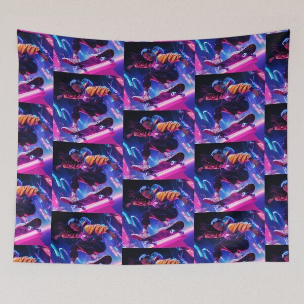 Item preview, Neon Twilight Ride: Skater Girl Shredding the Cyber Cityscape designed and sold by KACTUSNZ.