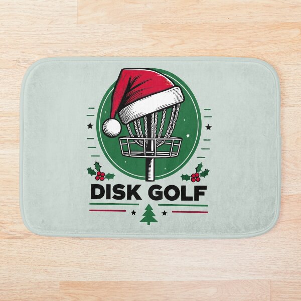 Aperçu de l'œuvre Panier de golf à disque frisbee de Noël avec chapeau de Père Noël créée et vendue par Daqomm.