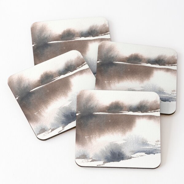 Item preview, snow abstract watercolor landscape designed and sold by cappuccettonero.