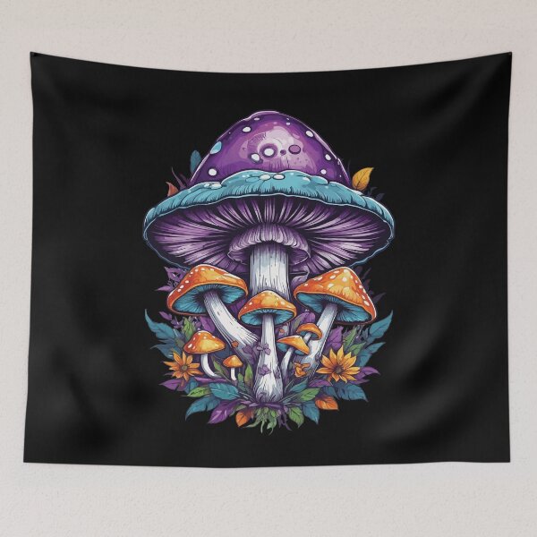 Item preview, Vibrant Colors Forest Mushrooms Psychedelic Art designed and sold by LuminOrb.