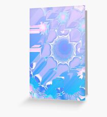 Peacock feather glitch (lilac aqua) Greeting Card