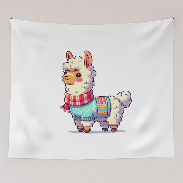 Item preview, cartoon llama wearing a sweater  designed and sold by MzulhilmiZam.