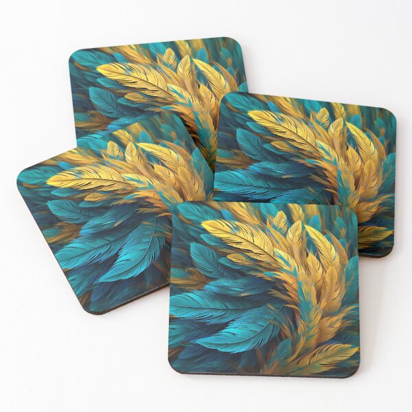 Item preview, Teal and Yellow Feathers designed and sold by EvaAngel.