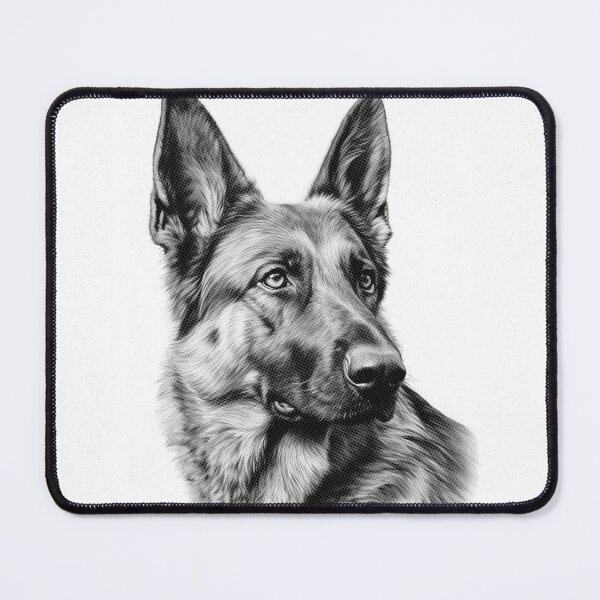 Item preview, German Shepherd Dog Portrait Art Print, Black and White Dog Art designed and sold by madtoyman.