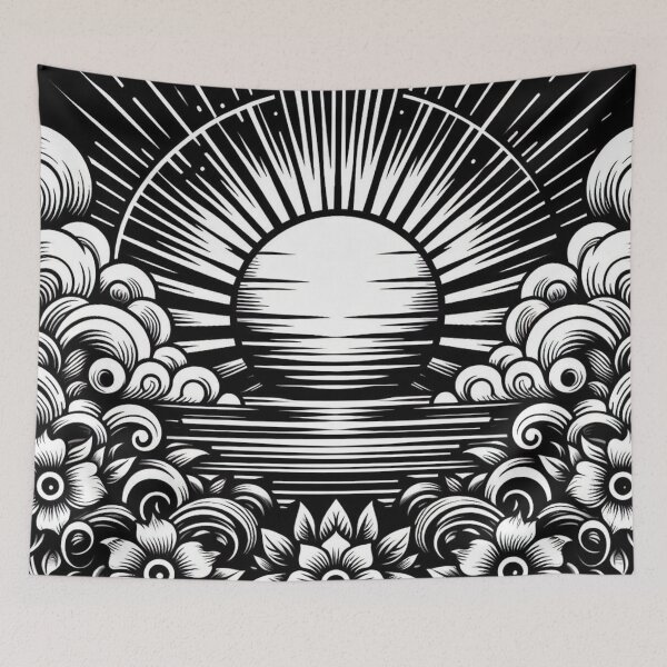 Item preview, Silent Horizon: Black and White Sunset Pattern designed and sold by Rui Fernandes.