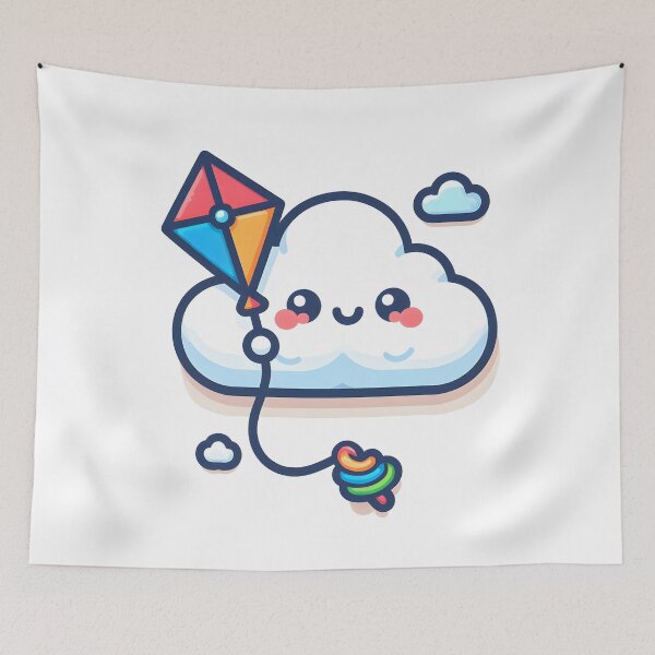 Item preview, Kawaii Cloud With Colorful Kite designed and sold by CanvasCutie.