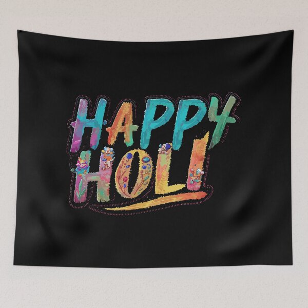 Item preview, Abstract Artistry: 'HAPPY HOLI' Painted in Vivid Watercolor Splendor designed and sold by FebricFusion.