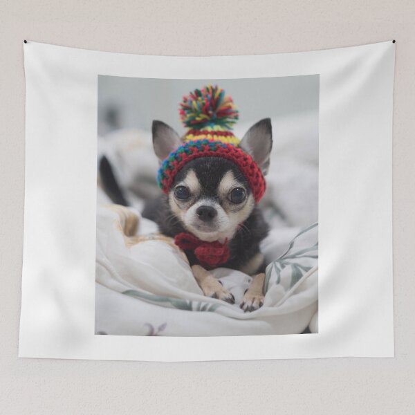 Item preview, Chihuahua Puppy Wearing Colorful Beanie designed and sold by VanGaldo.