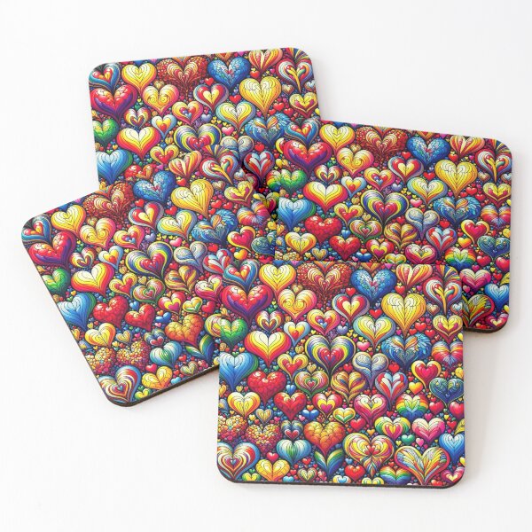 Item preview, Vibrant Technicolor Hearts Pattern Design, Abstract Designs, Unique Gifts, Digital Art Prints, Trendy Textiles designed and sold by ATSCreationsZA.