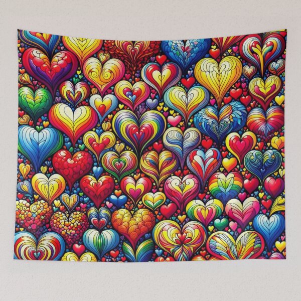 Item preview, Vibrant Technicolor Hearts Pattern Design, Abstract Designs, Unique Gifts, Digital Art Prints, Trendy Textiles designed and sold by ATSCreationsZA.