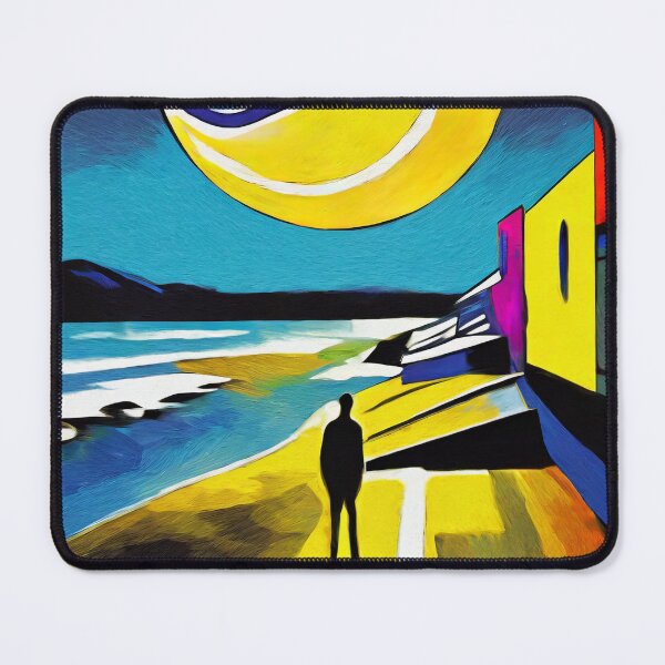 Item preview, Moon man beach sea painting travel contemporary urban solo designed and sold by Meena-tta.