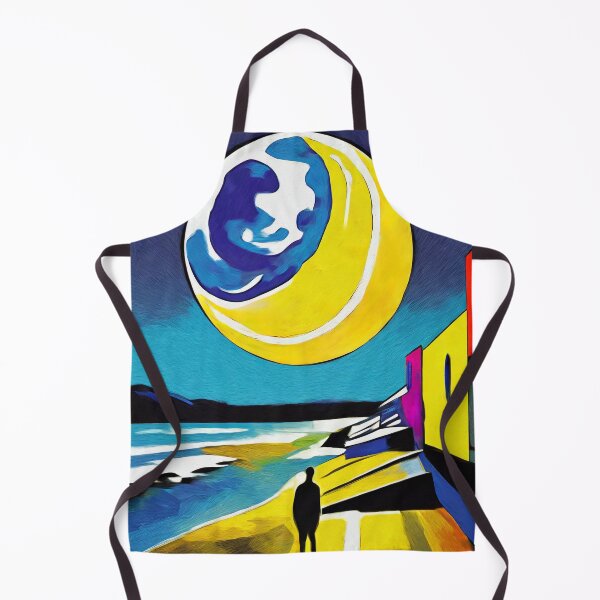 Item preview, Moon man beach sea painting travel contemporary urban solo designed and sold by Meena-tta.