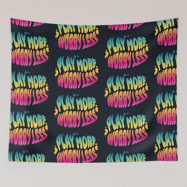 Item preview, Play More Worry Less | 60s Psy Lettering designed and sold by monkeybusiness.pt.