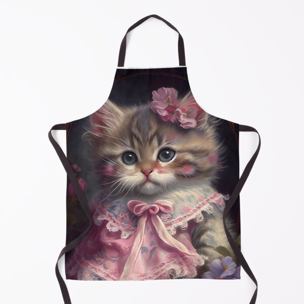 Item preview, Super cute kitty in victorian pink dress designed and sold by Dreamsinpastel.