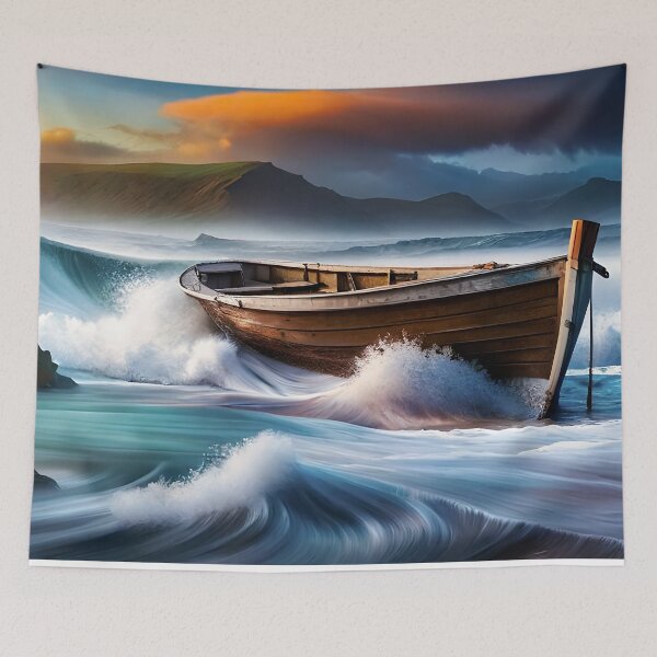 Item preview, Boat Caught In Stormy Seas  designed and sold by AJEvans.