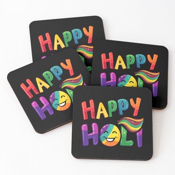 Item preview, Festival Glee: 'HAPPY HOLI' with a Smiling Face and Colorful Swirls designed and sold by FebricFusion.