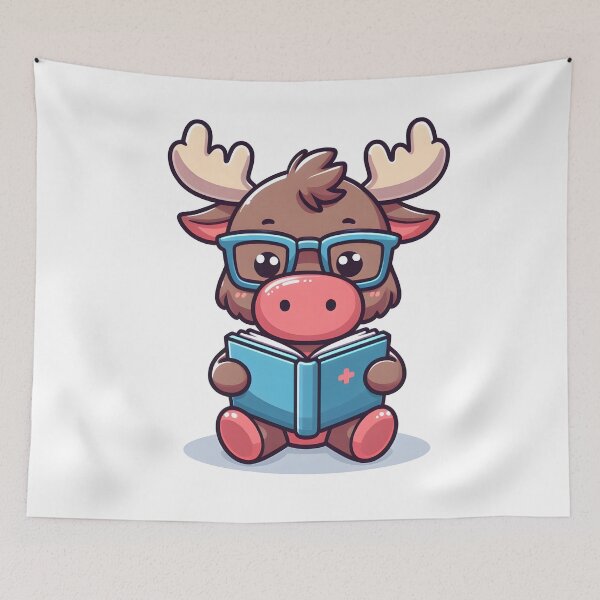 Item preview, Kawaii Moose With Glasses designed and sold by CanvasCutie.