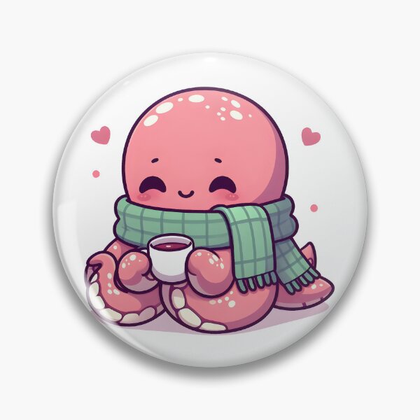 Item preview, Kawaii Blushing Kraken With A Cozy Scarf designed and sold by CanvasCutie.