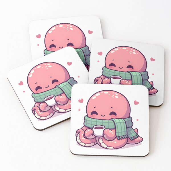 Item preview, Kawaii Blushing Kraken With A Cozy Scarf designed and sold by CanvasCutie.
