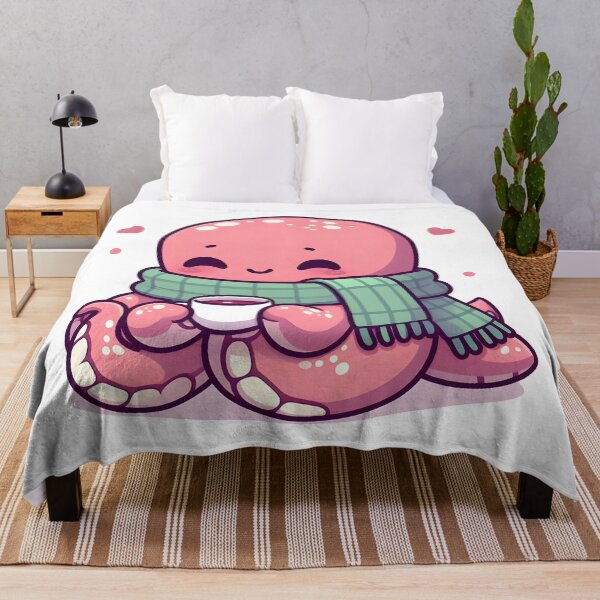Item preview, Kawaii Blushing Kraken With A Cozy Scarf designed and sold by CanvasCutie.