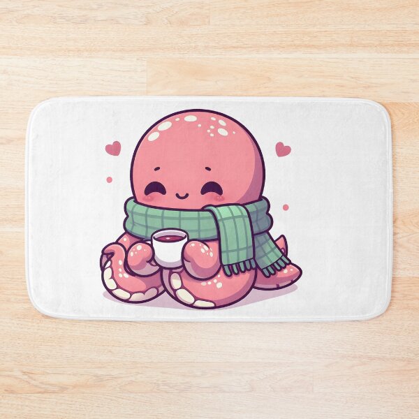 Item preview, Kawaii Blushing Kraken With A Cozy Scarf designed and sold by CanvasCutie.