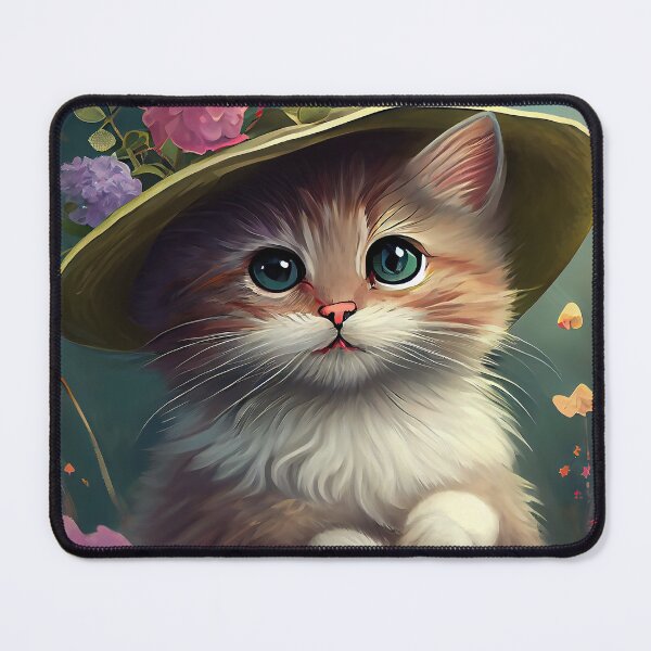 Item preview, Blooming Beauty: Cat in Green Floral Hat designed and sold by Dreamsinpastel.