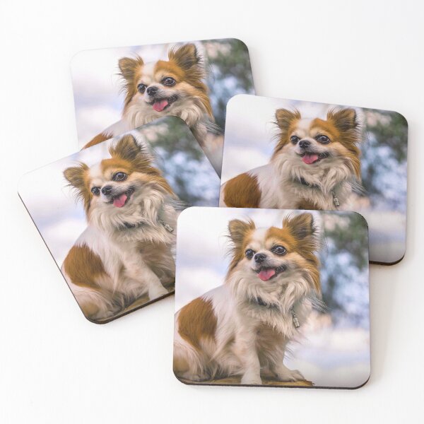 Item preview, Long Haired Chihuahua Dog Resting on Wood designed and sold by VanGaldo.
