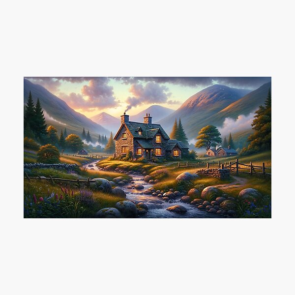 Item preview, Dusk in the mountain valley designed and sold by Cerberus-Art.