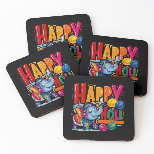 Item preview, Elephantine Joy: Celebrating Holi with a Festive Elephant and Colorful Balloons designed and sold by FebricFusion.