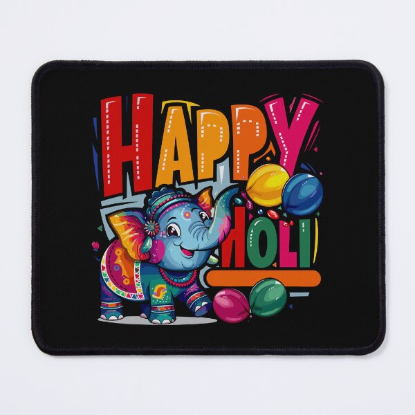 Item preview, Elephantine Joy: Celebrating Holi with a Festive Elephant and Colorful Balloons designed and sold by FebricFusion.