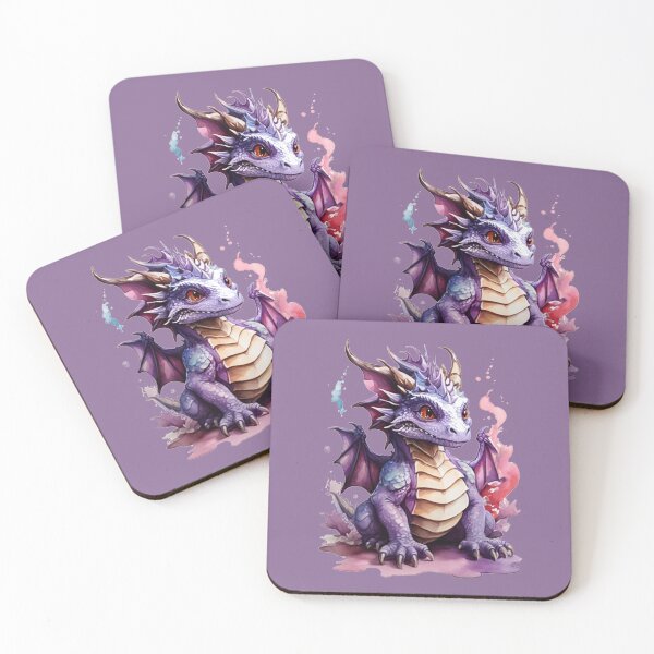 Item preview, a purple dragon as a digital watercolor designed and sold by Rose Design & Photos.