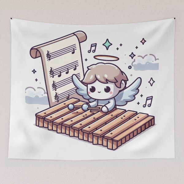 Item preview, Kawaii Xylophonist With Angel Wings designed and sold by CanvasCutie.