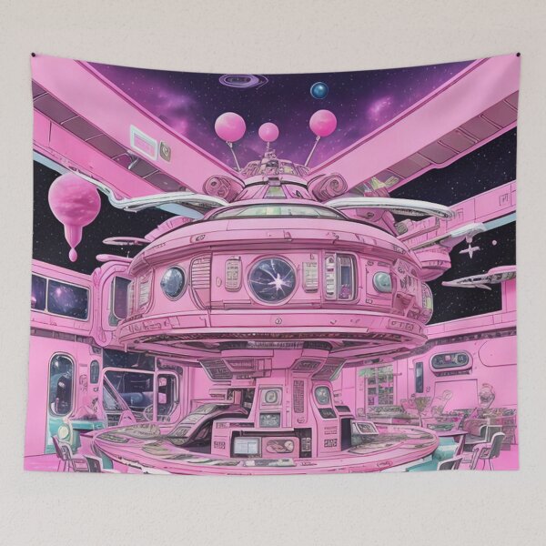 Item preview, Pink Spaceship, space, universe, stars, earth, astronomy, sky, future, galaxy, sci fi,  designed and sold by Cyber Kids.