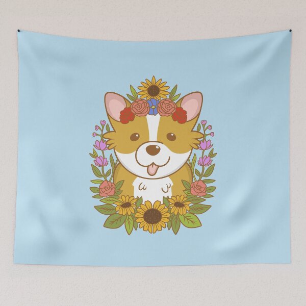 Item preview, Corgi with Flowers designed and sold by DrawsCutePaws.