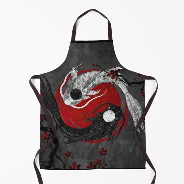 Item preview, Japanese Ying Yang Koi Fish and Sakura Red & Gray designed and sold by momosstyle.