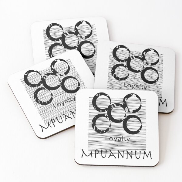 Artikelvorschau, Adinkra-Symbol Mpuannum BW mit Muster entworfen und verkauft von GrimalkinStudio.